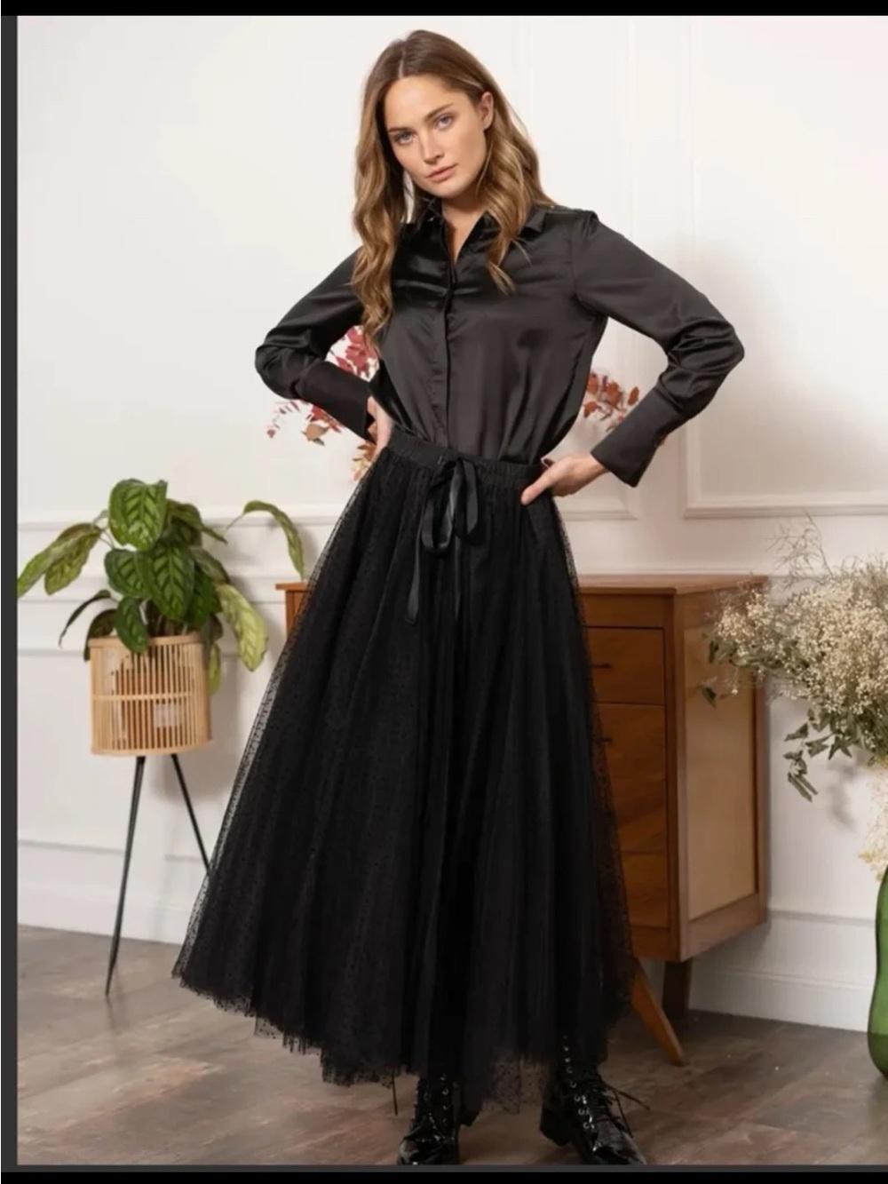 NWT CHOKLATE PARIS Aria skirt in dotted tulle in Black size Medium - Picture 4 of 12